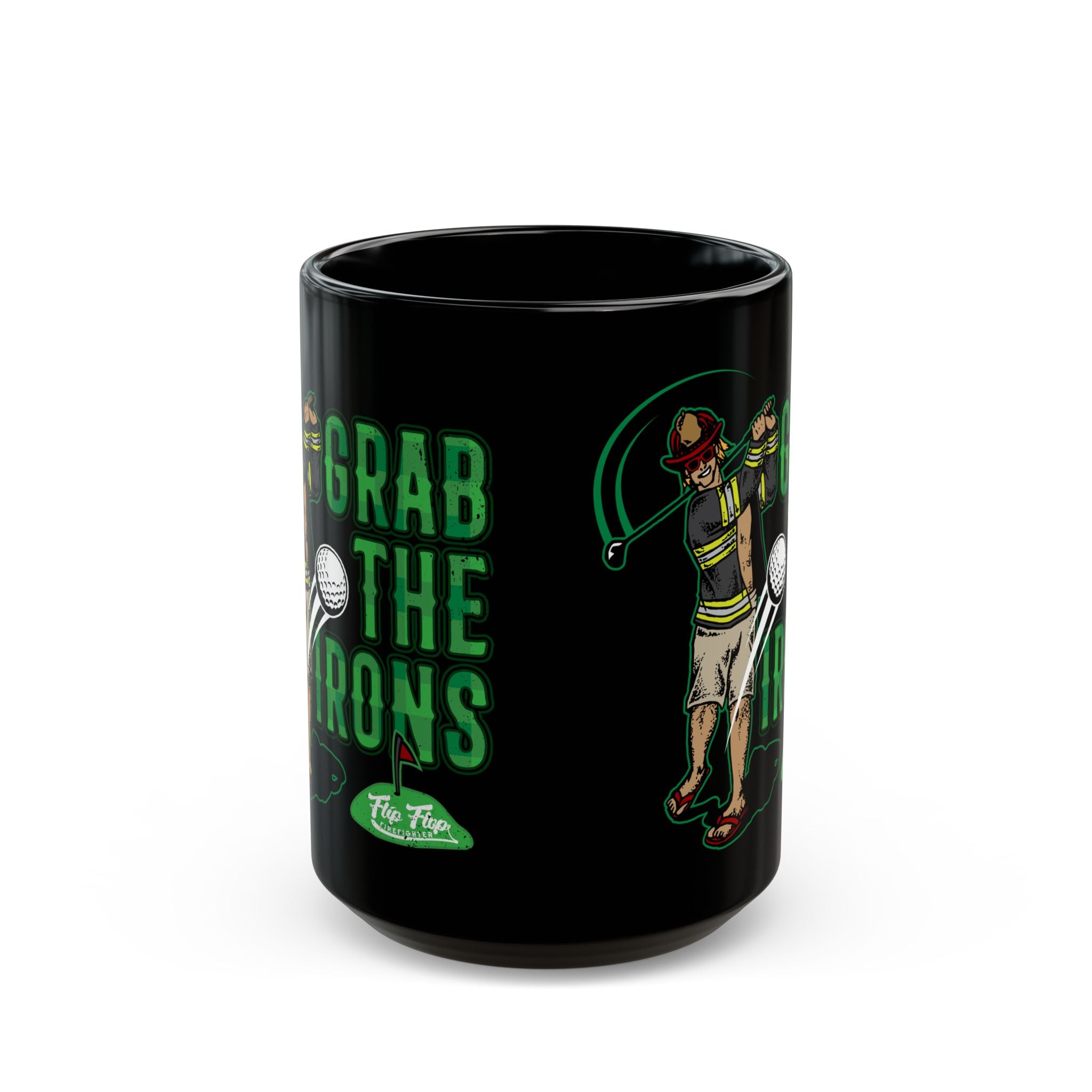 Grab The Irons Coffee Mug (Black 11/15oz) - Flip Flop Firefighter