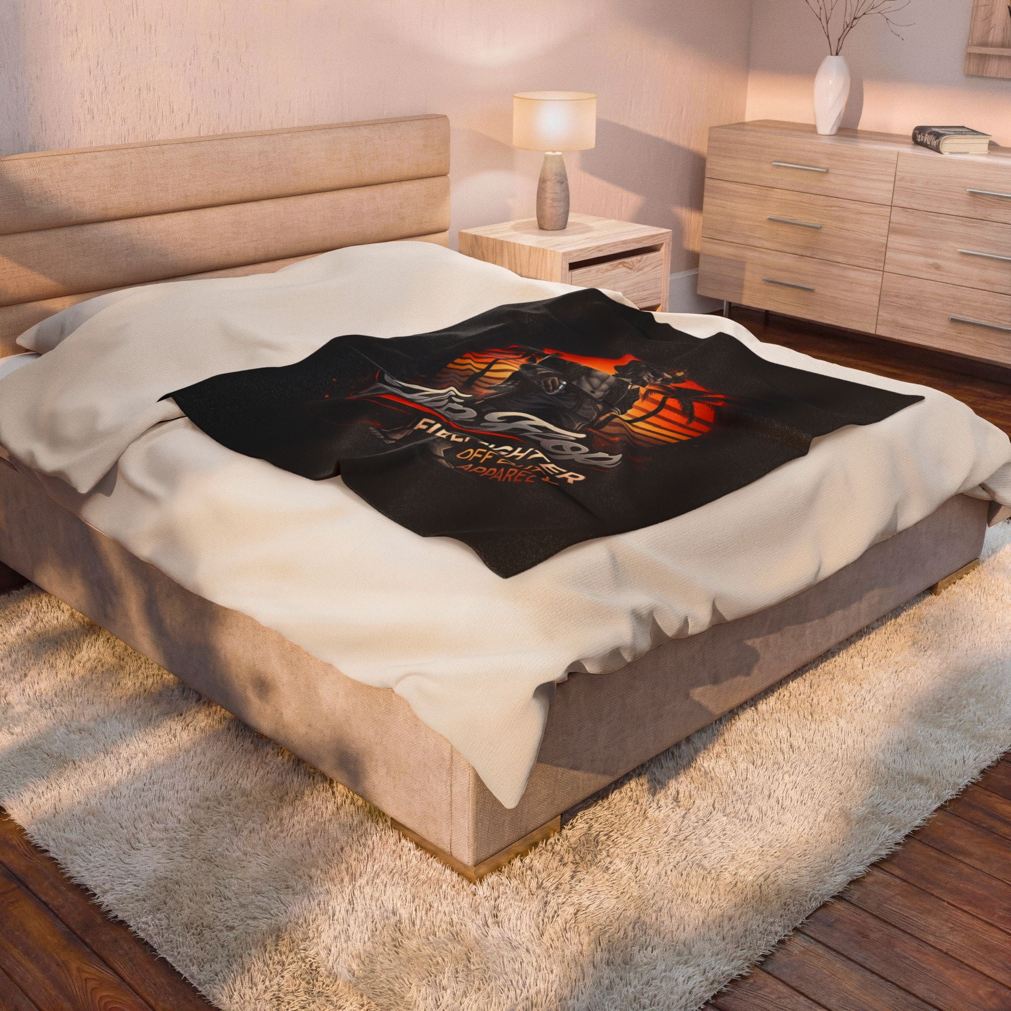 Flip Flop Firefighter Beach Sunset Velveteen Plush Blanket - Flip Flop Firefighter