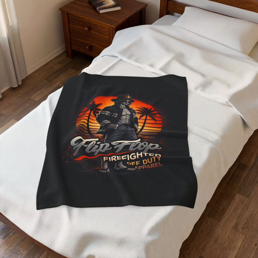 Flip Flop Firefighter Beach Sunset Velveteen Plush Blanket - Flip Flop Firefighter