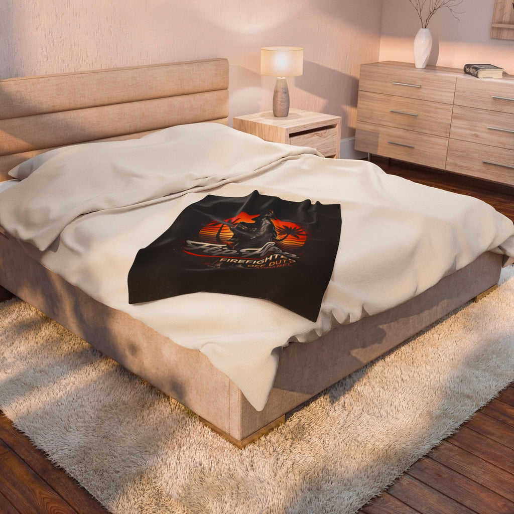 Flip Flop Firefighter Beach Sunset Velveteen Plush Blanket - Flip Flop Firefighter
