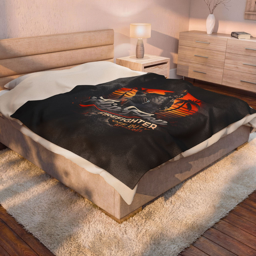 Flip Flop Firefighter Beach Sunset Velveteen Plush Blanket - Flip Flop Firefighter