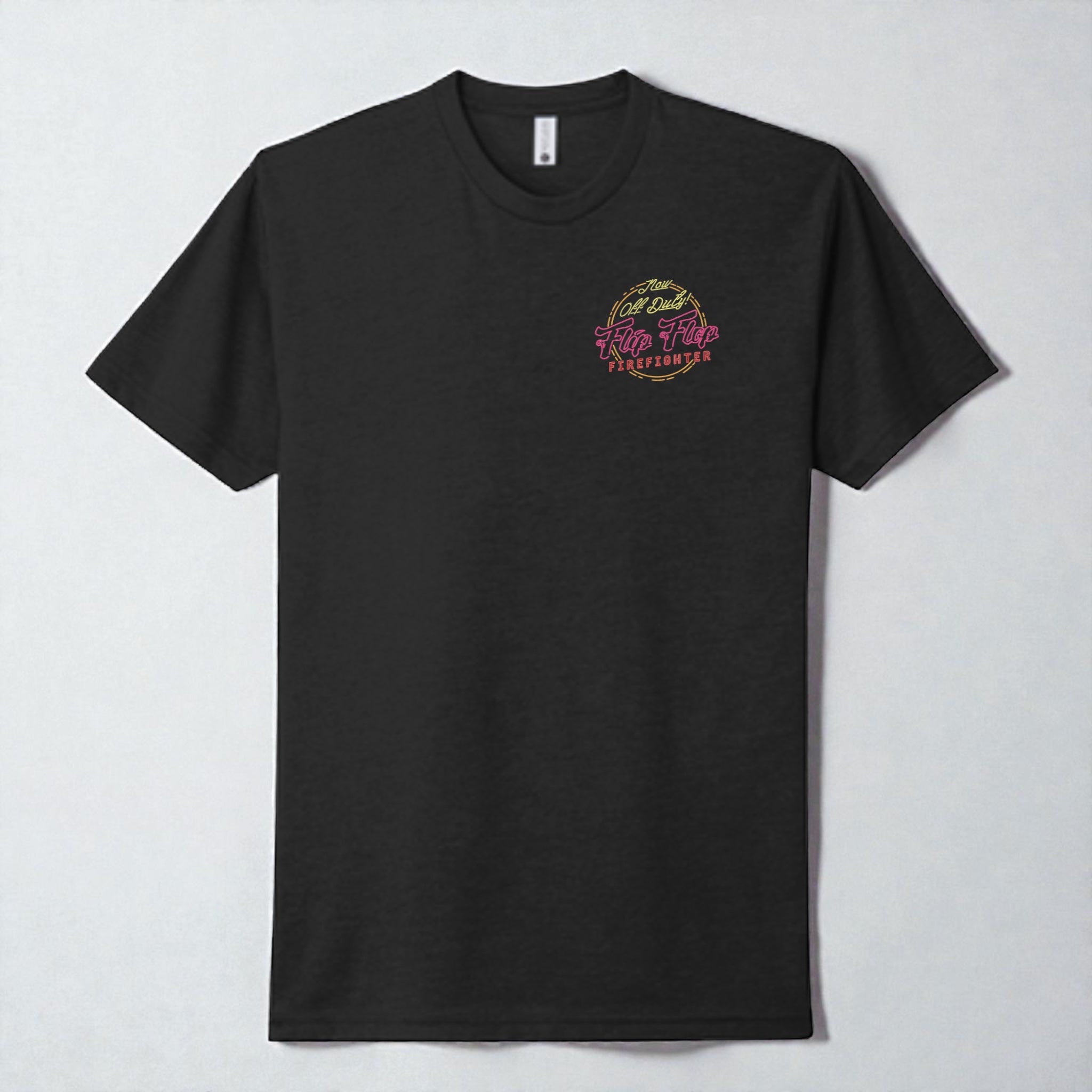 Off Duty Neon Sign Short Sleeve - Flip Flop Firefighter