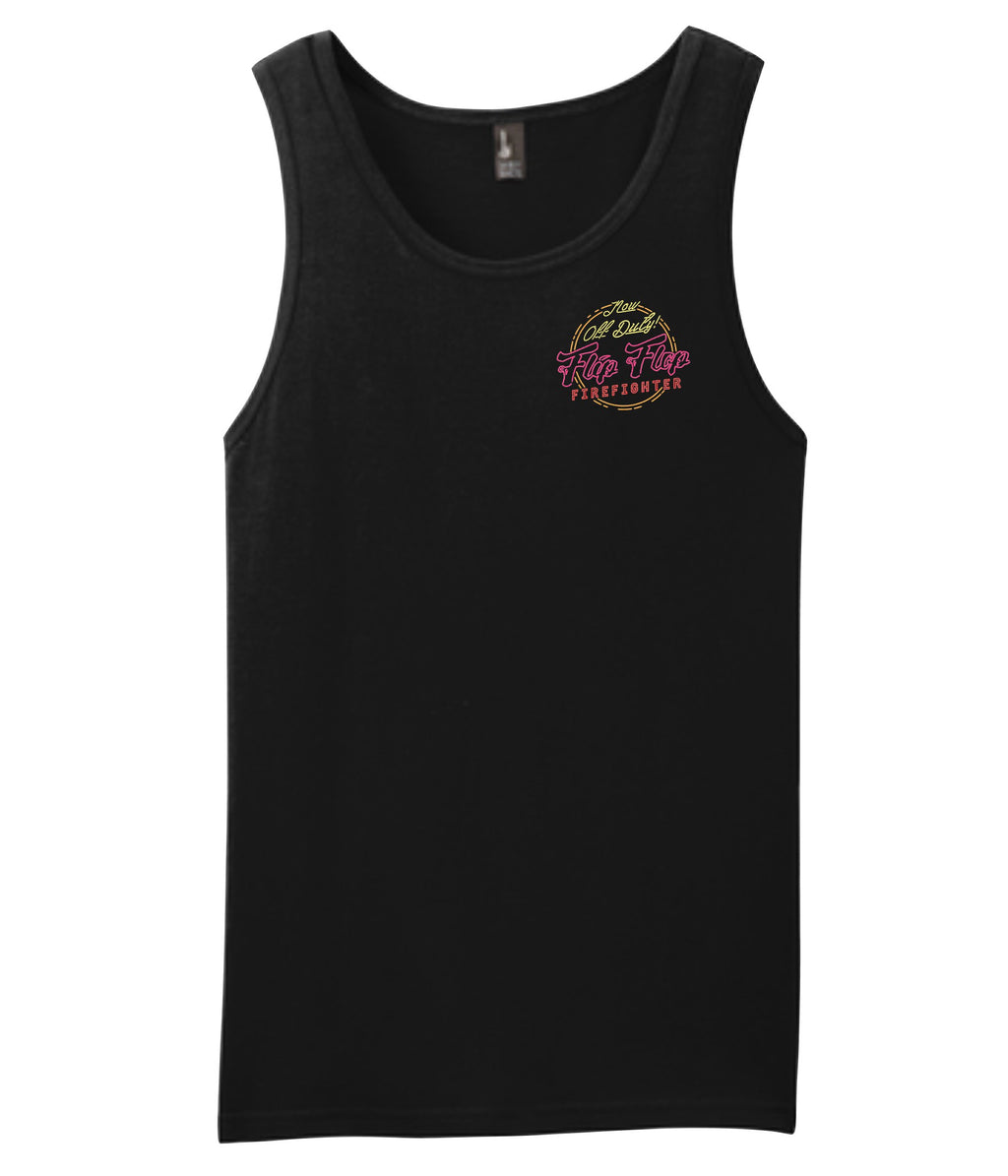 Off Duty Neon Sign Tank Top - Flip Flop Firefighter