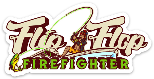 4” Flip Flop Firefighter Fishing Sticker - Flip Flop Firefighter