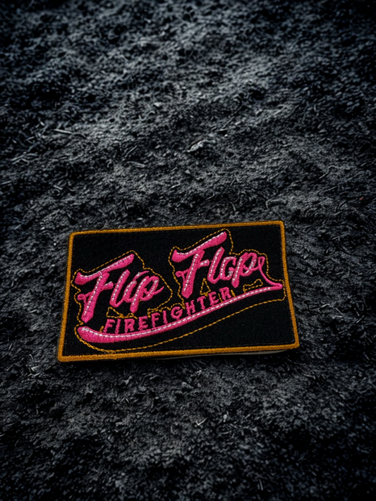 4" Flip Flop Firefighter Velcro Patch with Gold Outline