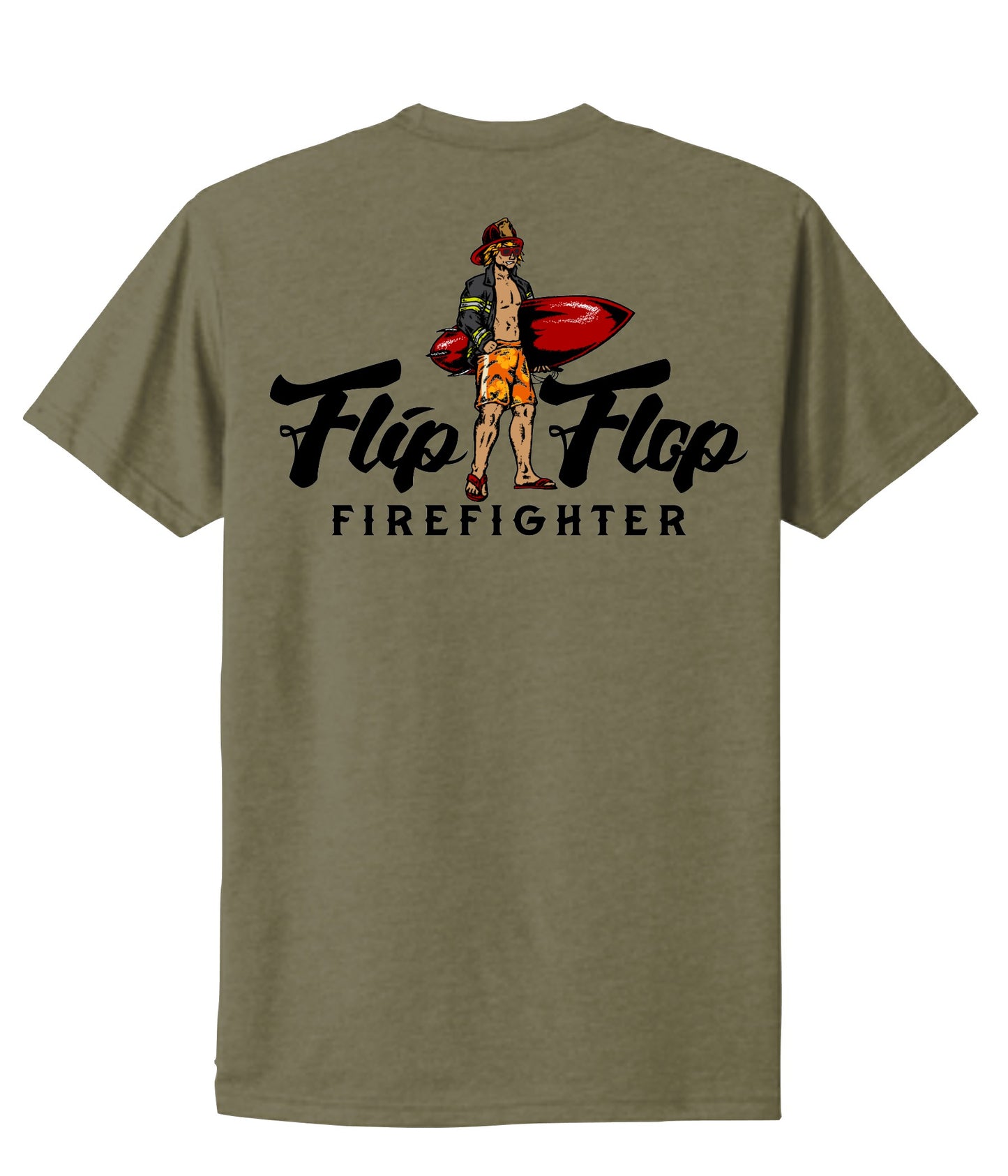 Surfer Flip Flop Firefighter Short Sleeve