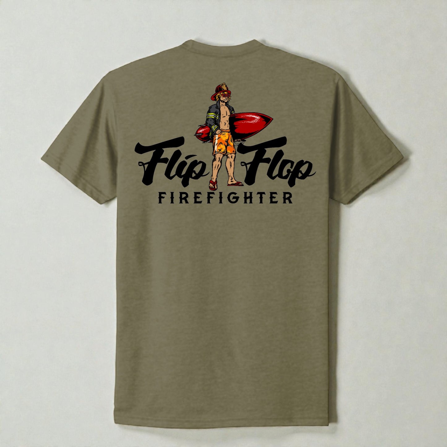 Surfer Flip Flop Firefighter Short Sleeve