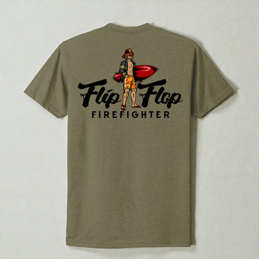 Surfer Flip Flop Firefighter Short Sleeve