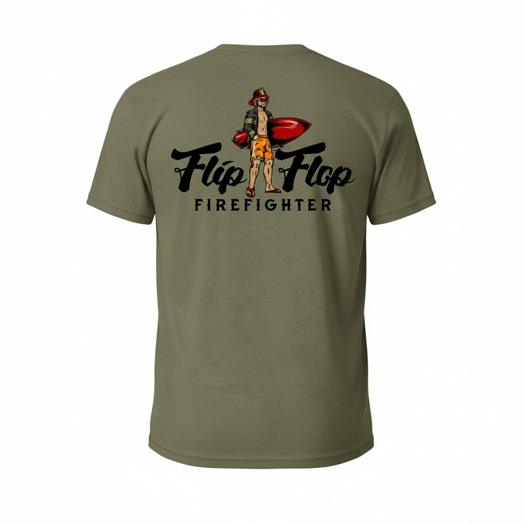 Surfer Flip Flop Firefighter Short Sleeve
