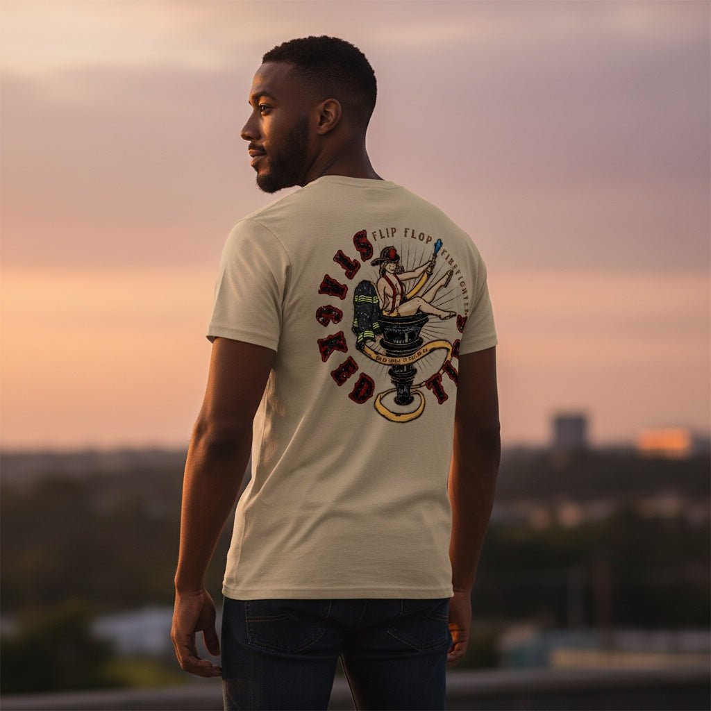 Stacked Tips Graphic T-Shirt - Flip Flop Firefighter