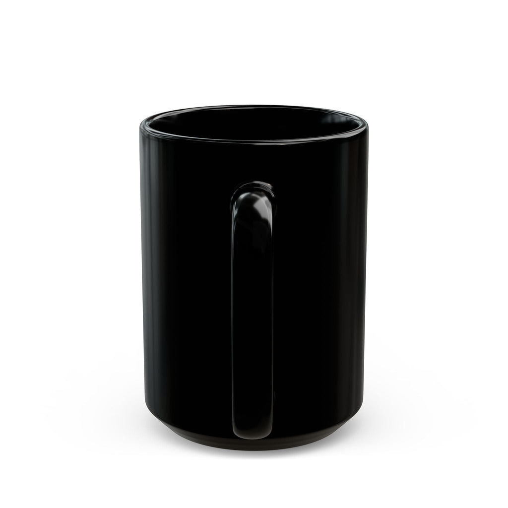 Flip Flop Firefighter glossy black ceramic coffee mug with a comfortable C-shaped handle on a white background