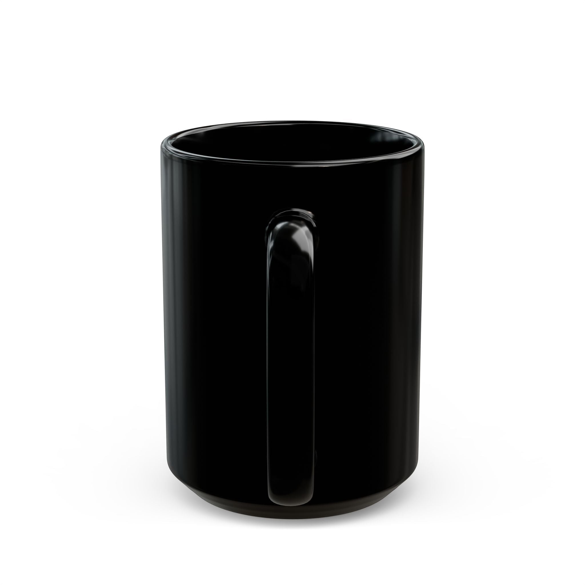 Flip Flop Firefighter glossy black ceramic coffee mug with a comfortable C-shaped handle on a white background