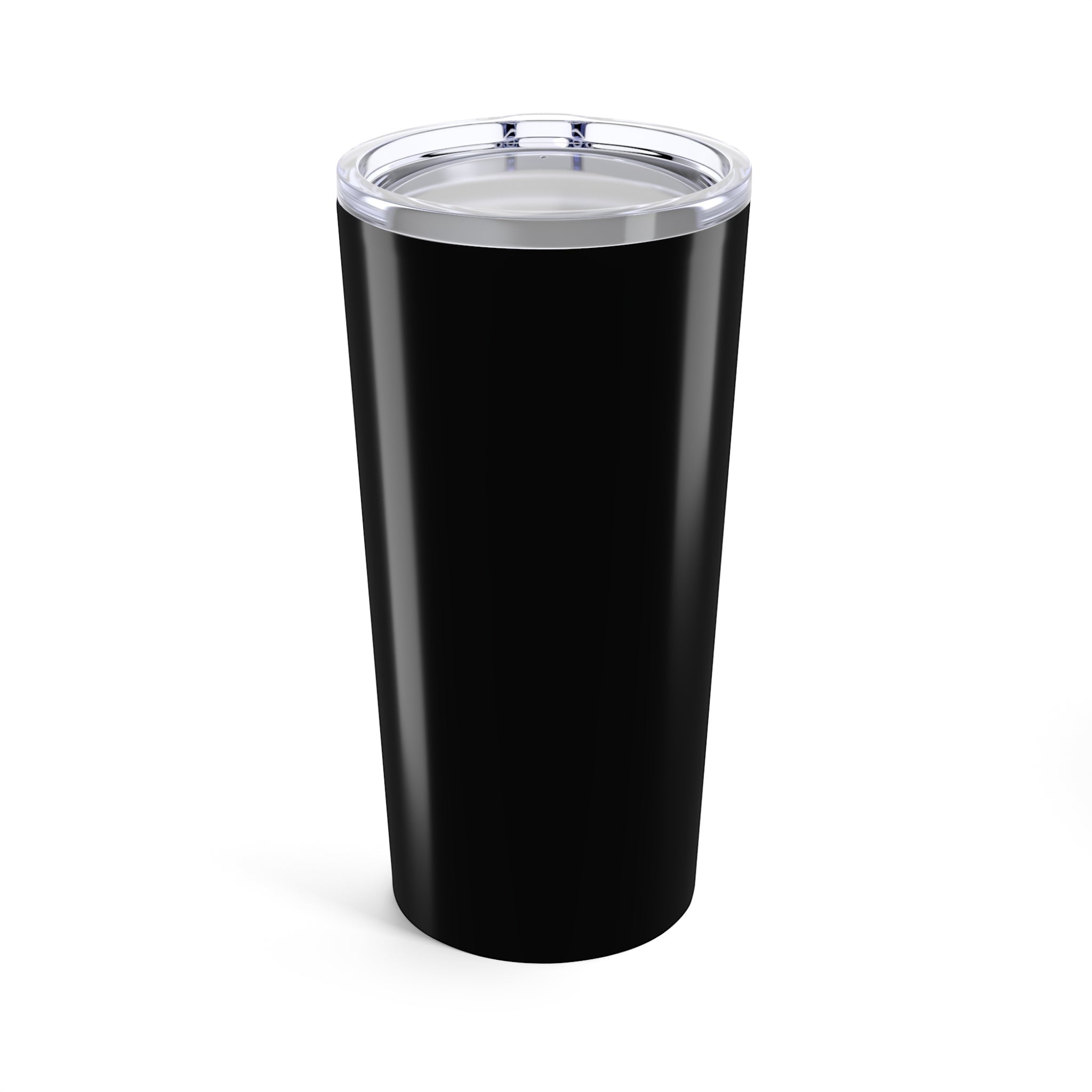 Flip Flop Firefighter 20oz black stainless steel vacuum-insulated tumbler with a clear push-on lid.