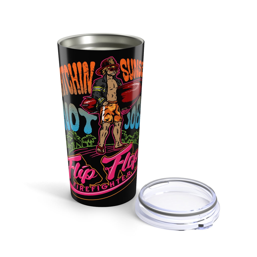Catchin Sunsets Tumbler (Black 20oz) - Flip Flop Firefighter