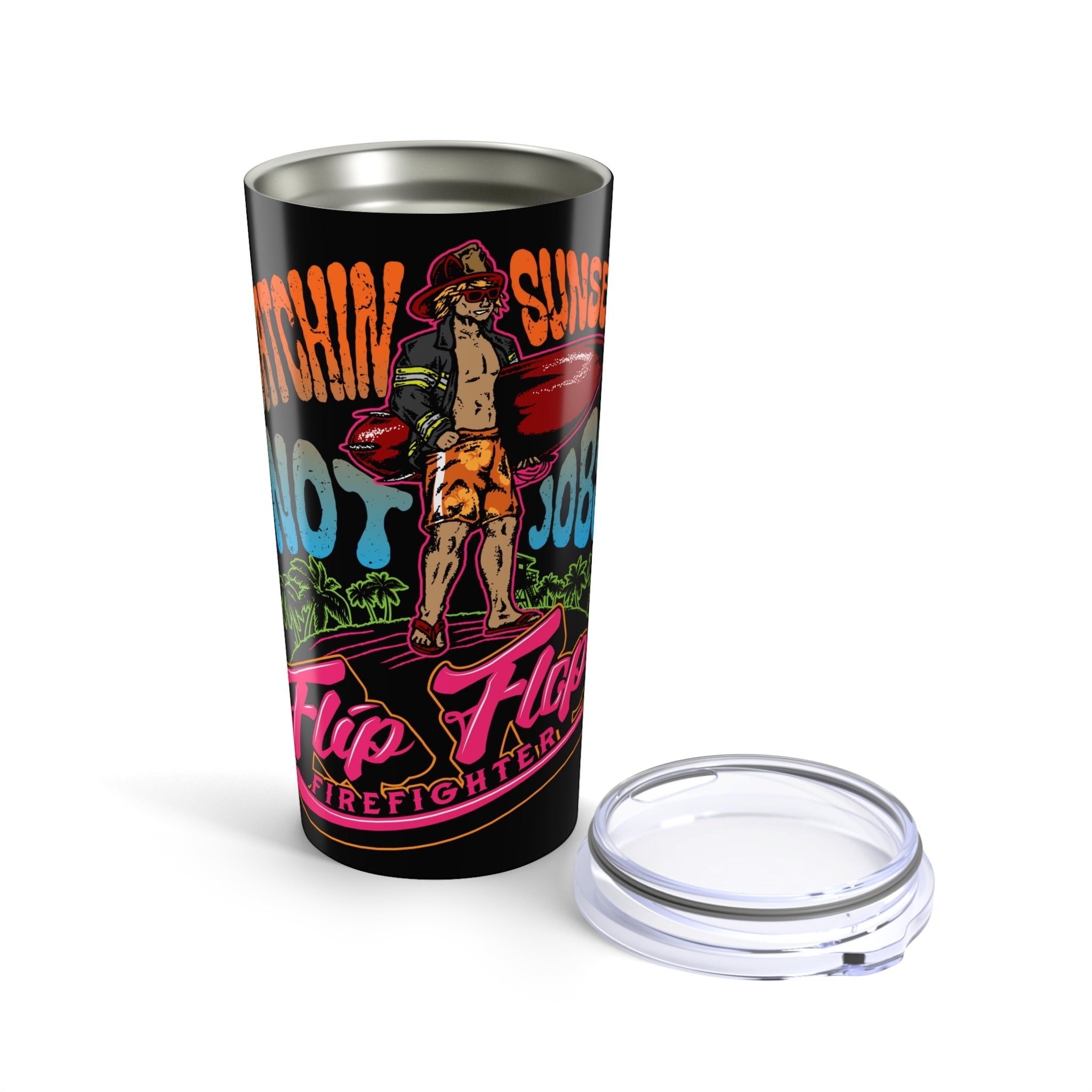 Catchin Sunsets Tumbler (Black 20oz) - Flip Flop Firefighter