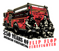Flip Flop Firefighter Good Ol Boys sticker featuring two firefighters sitting by a red fire truck