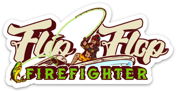 4” Flip Flop Firefighter Fishing Sticker - Flip Flop Firefighter
