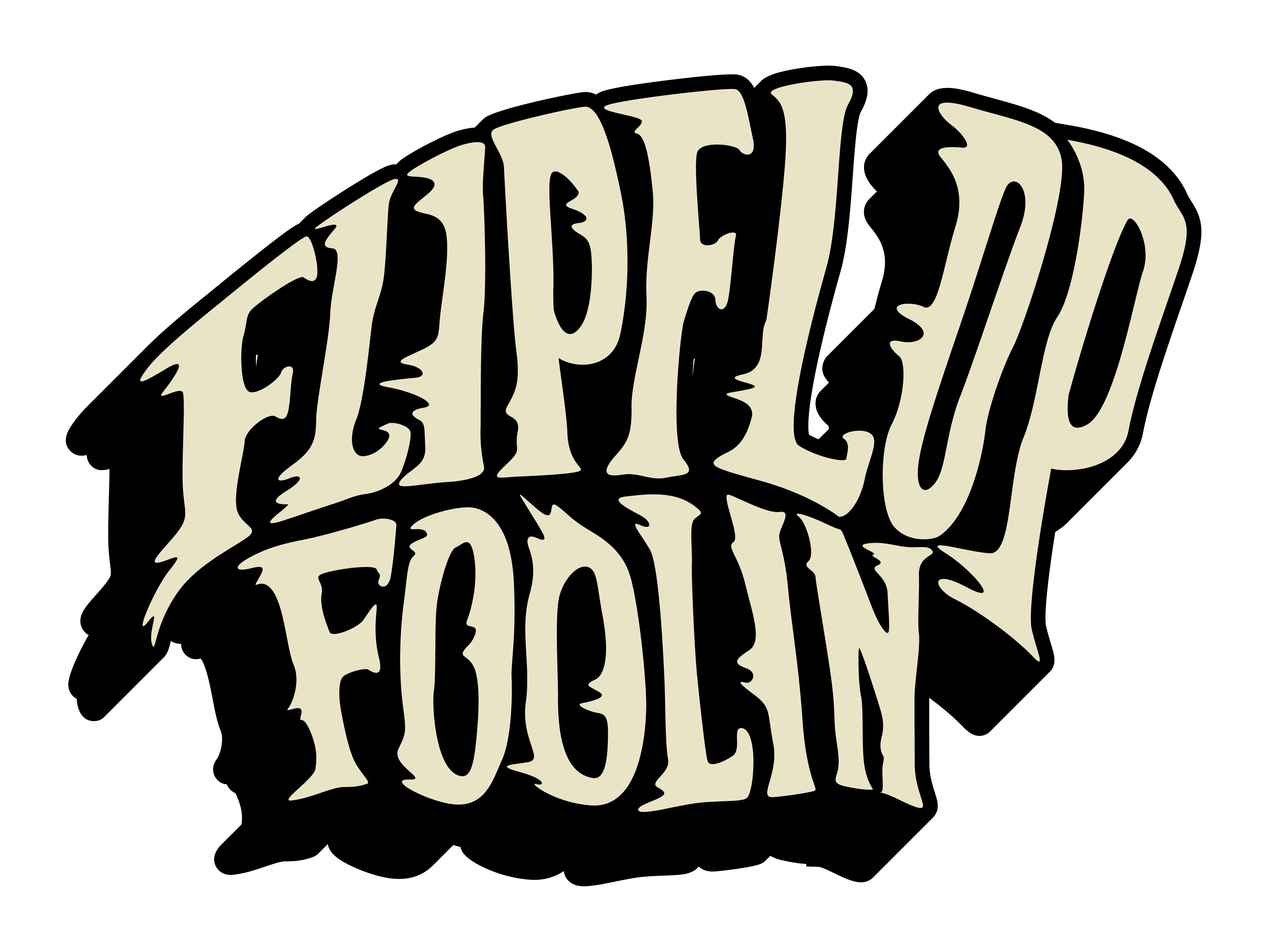 Flip Flop Firefighter Flip Flop FOOLIN 4 inch sticker with cream text and black drop shadow on a white background