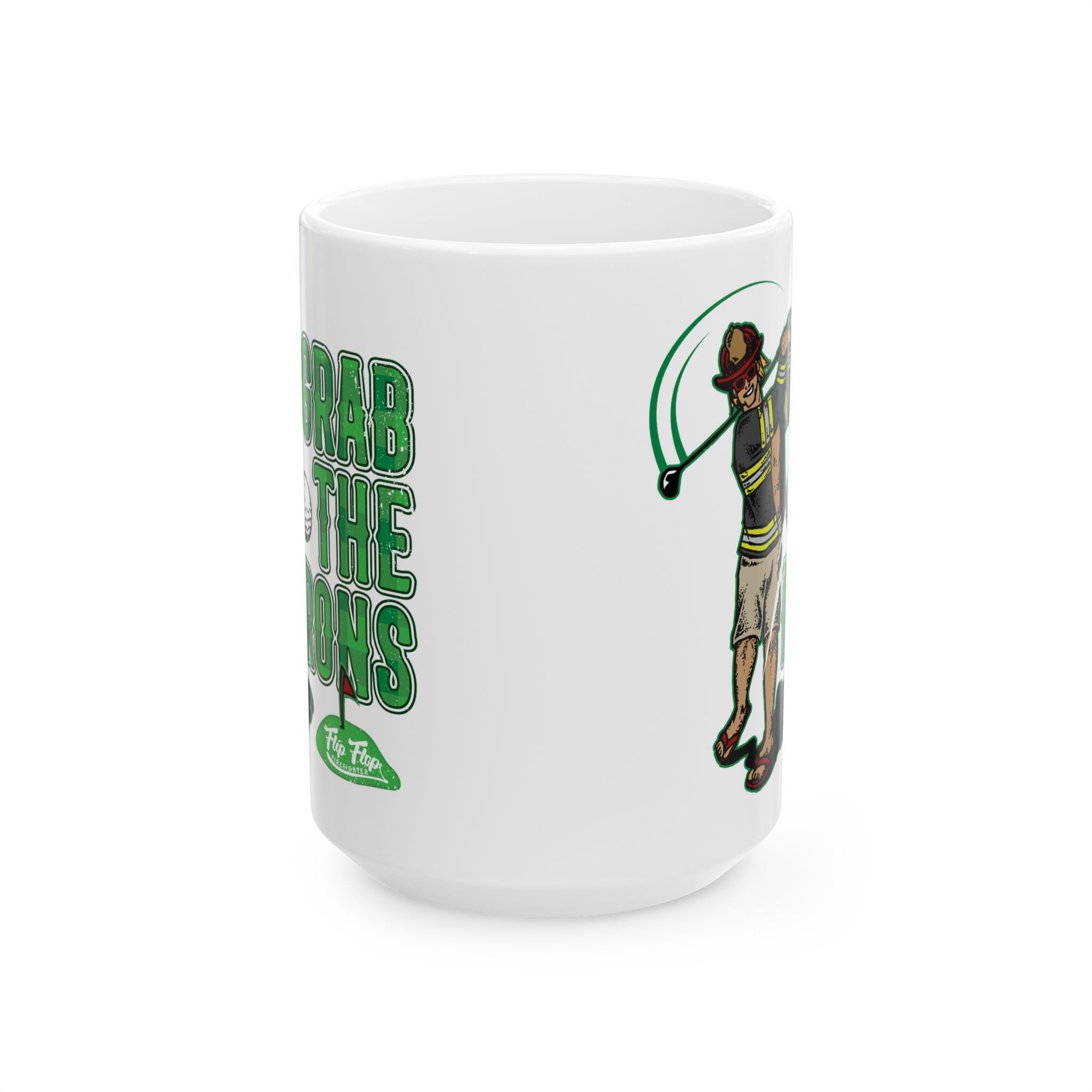 Grab The Irons Ceramic Coffee Mug - Flip Flop Firefighter