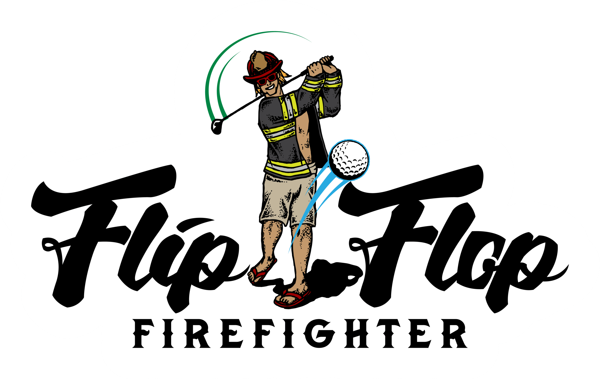 4” Flip Flop Firefighter Golfer Sticker - Flip Flop Firefighter