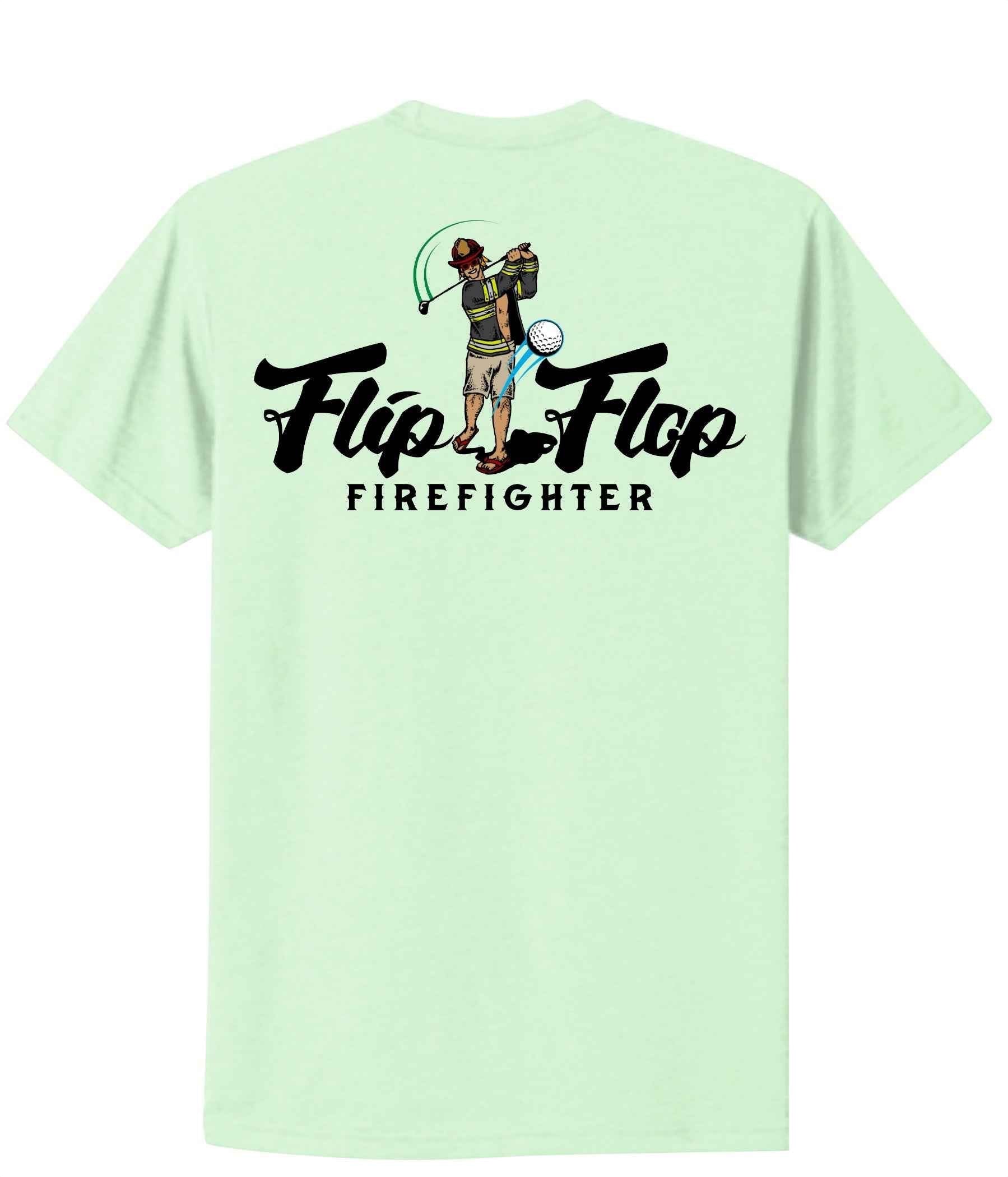 Flip Flop Firefighter Golfer Graphic Crewneck T-Shirt - Flip Flop Firefighter