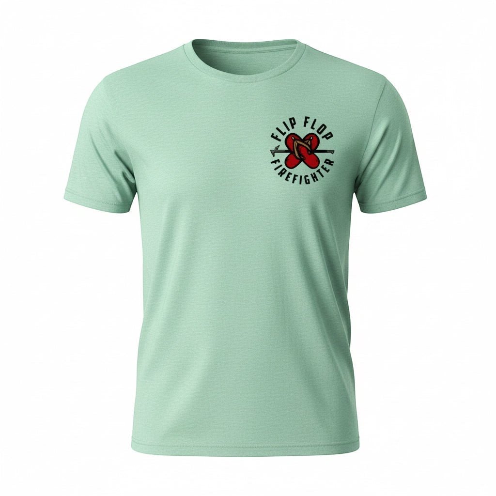 Golf Bags & Body Drags Crew Neck T-Shirt - Flip Flop Firefighter