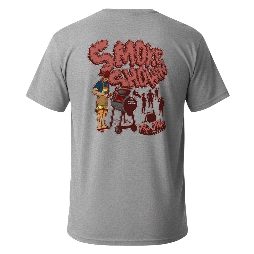 Smoke Showin Graphic Crewneck T-Shirt - Flip Flop Firefighter
