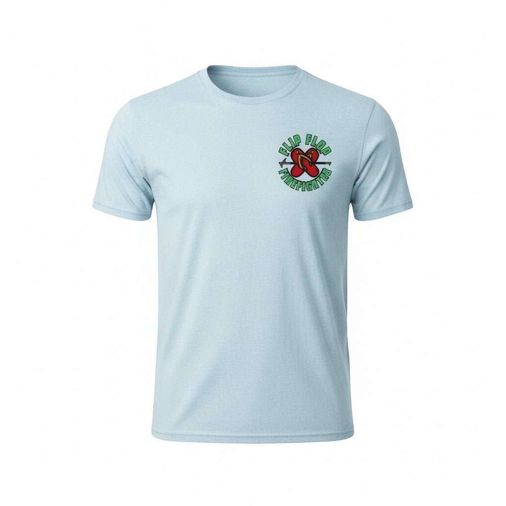 Golf Bags & Body Drags Crew Neck T-Shirt - Flip Flop Firefighter