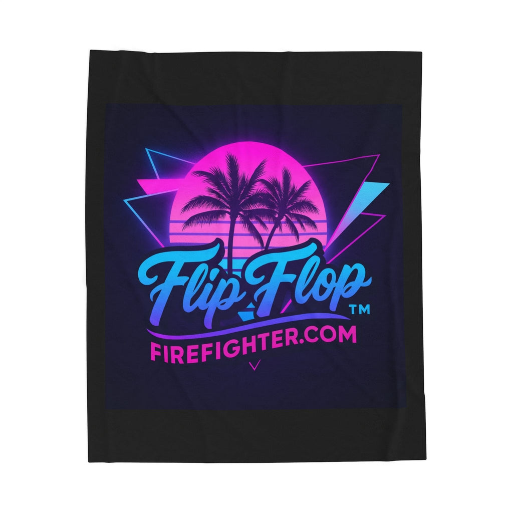 Flip Flop Firefighter Plush Fleece Bed Blanket (Miami Retro) - Flip Flop Firefighter
