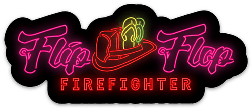 4” Flip Flop Firefighter Neon Sign Sticker - Flip Flop Firefighter