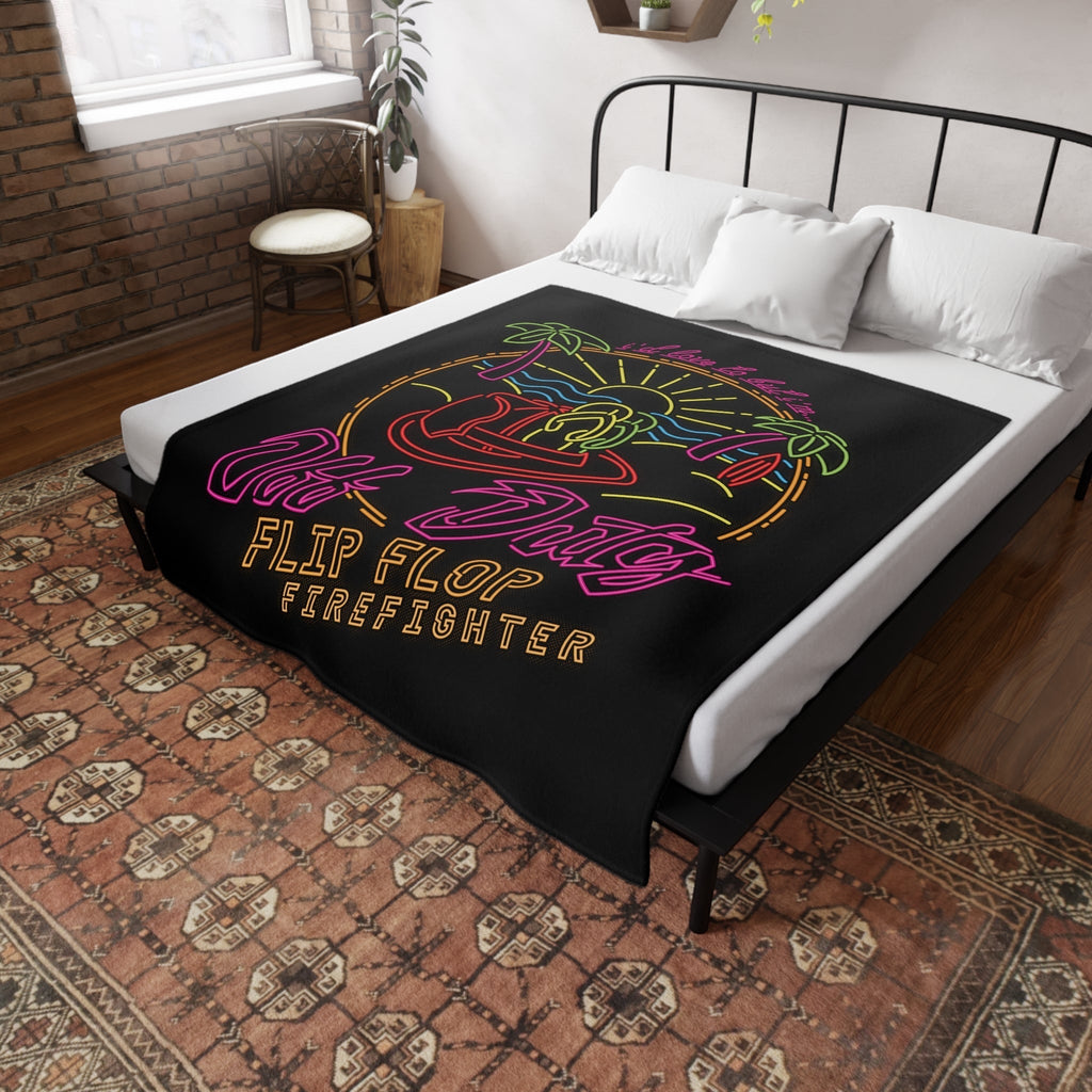 Off Duty Plush Fleece Throw Blanket - Flip Flop Firefighter