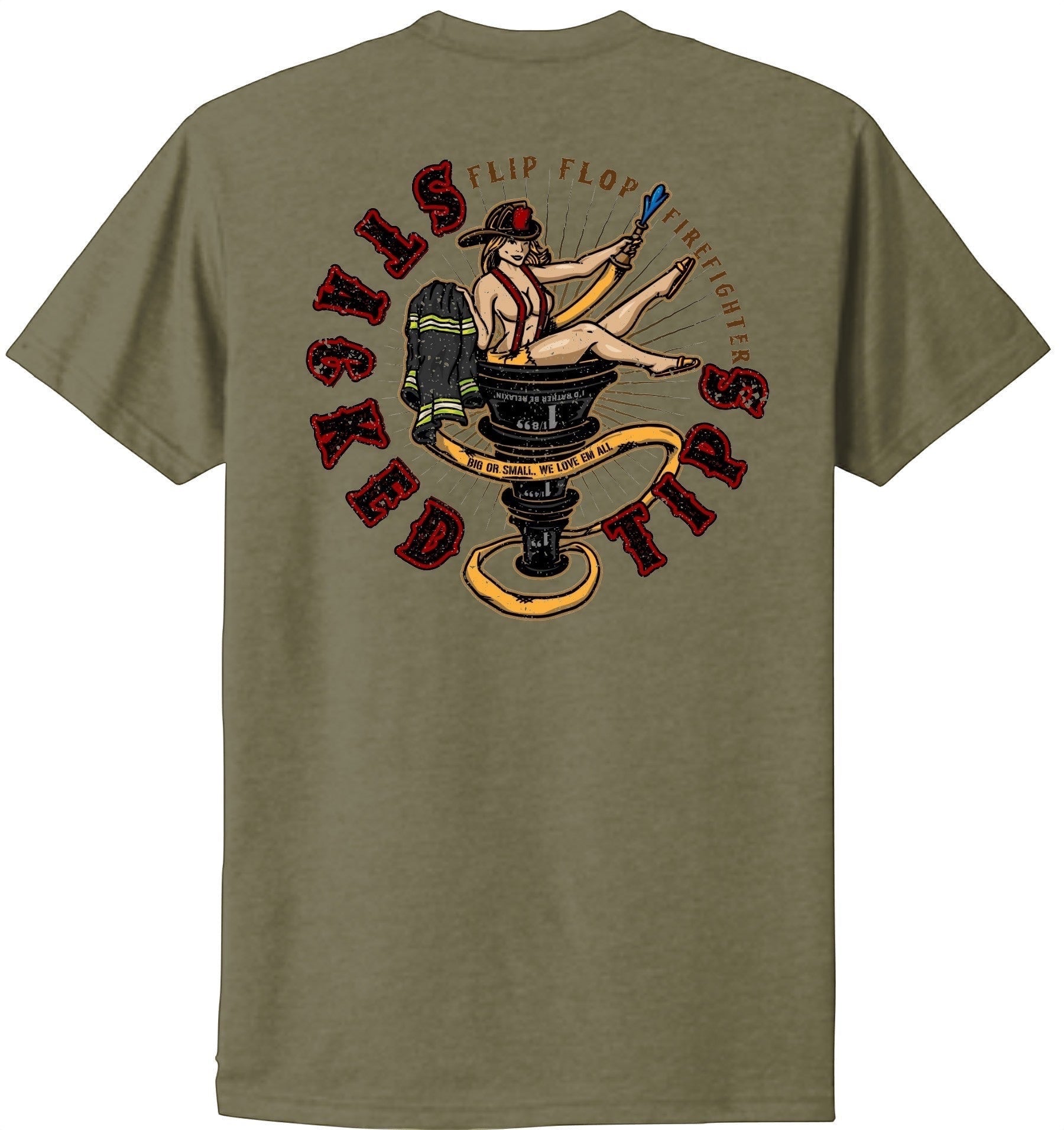 Stacked Tips Graphic T-Shirt - Flip Flop Firefighter