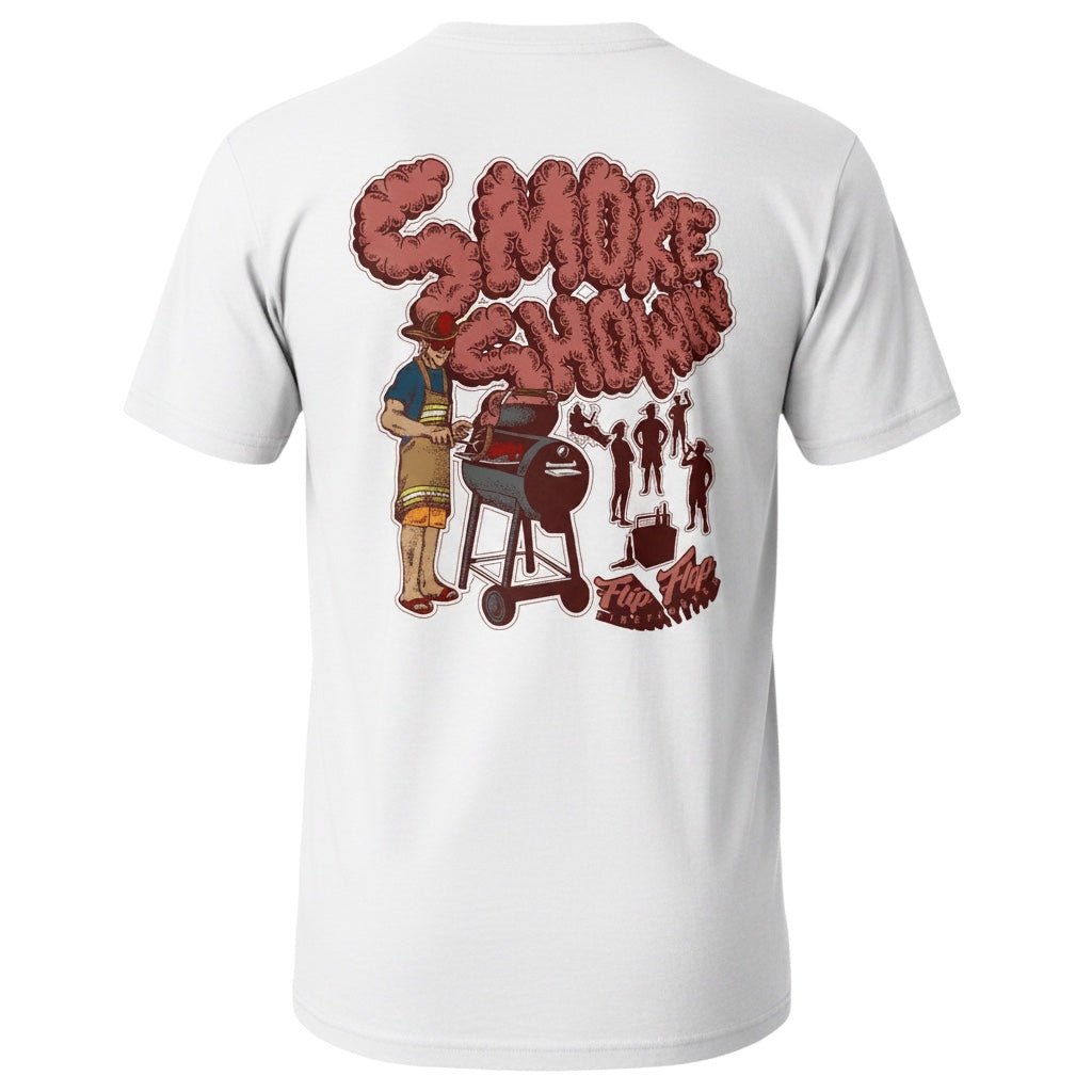 Smoke Showin Graphic Crewneck T-Shirt - Flip Flop Firefighter