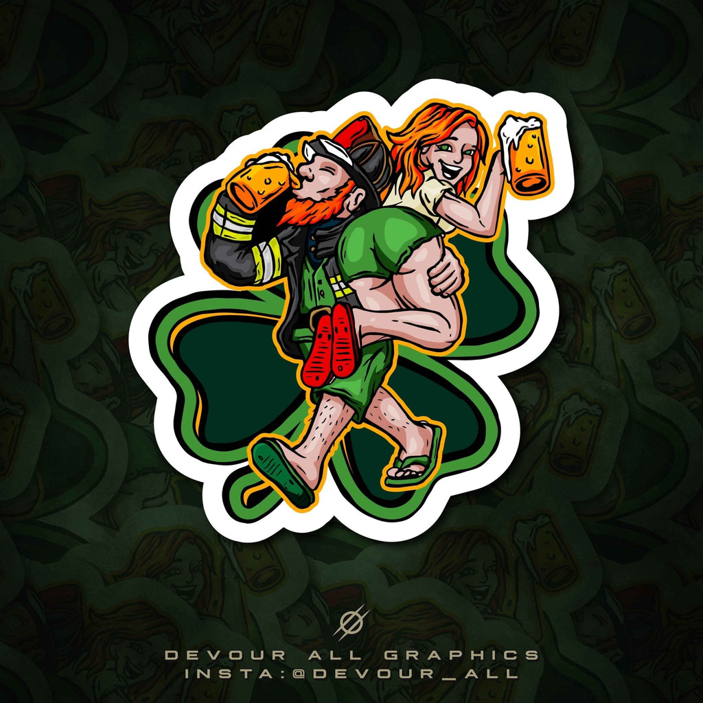 Flip Flop Firefighter St Patricks Day Graphic Sticker - Flip Flop Firefighter