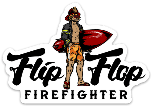 4” Flip Flop Firefighter Surfer Sticker - Flip Flop Firefighter