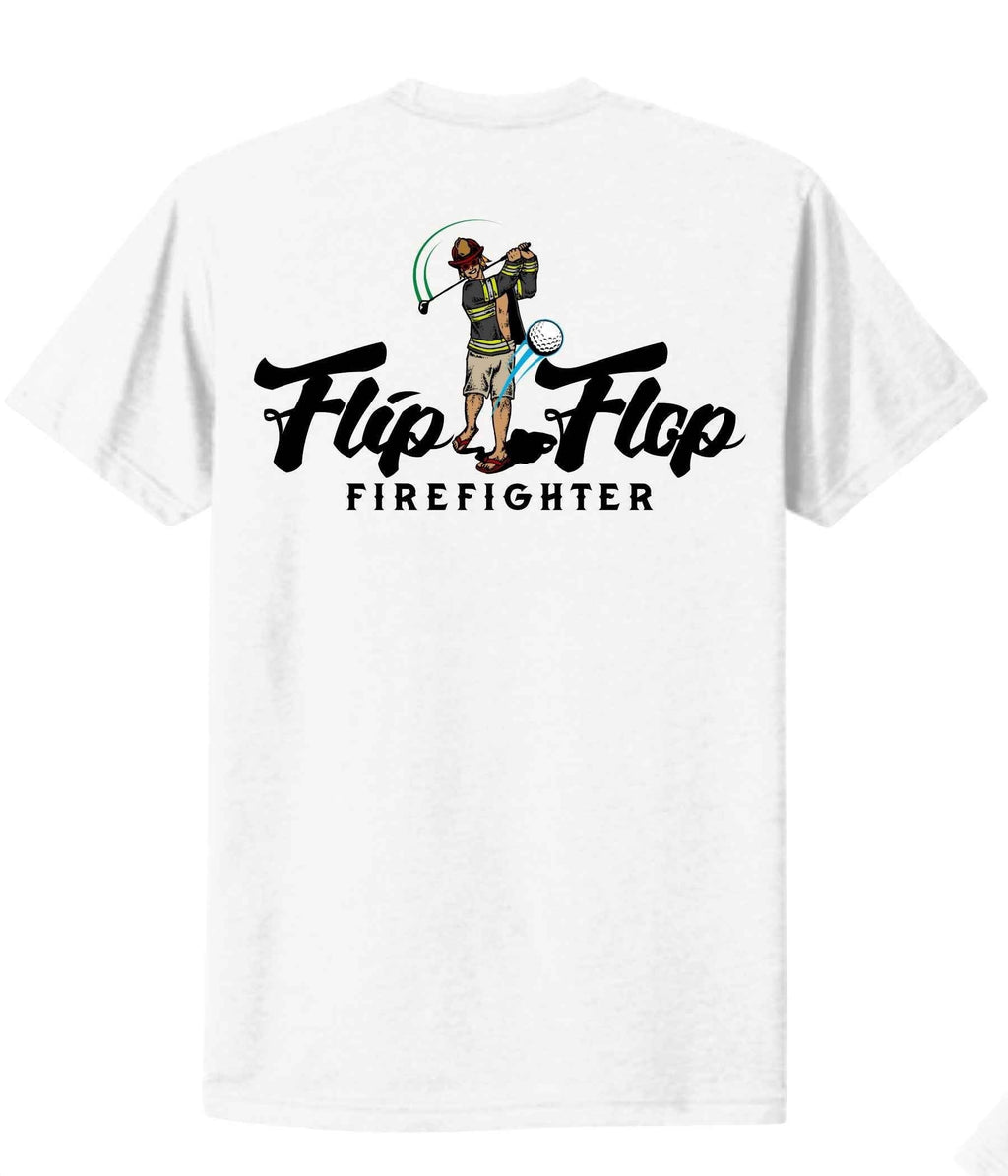 Flip Flop Firefighter Golfer Graphic Crewneck T-Shirt - Flip Flop Firefighter