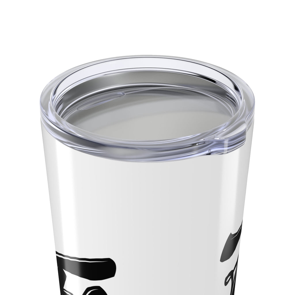 Flip Flop Firefighter 20oz white stainless steel tumbler with a clear spill-resistant lid and vacuum insulation.