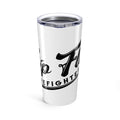 Flip Flop Firefighter 20oz white stainless steel tumbler with black logo print and clear lid