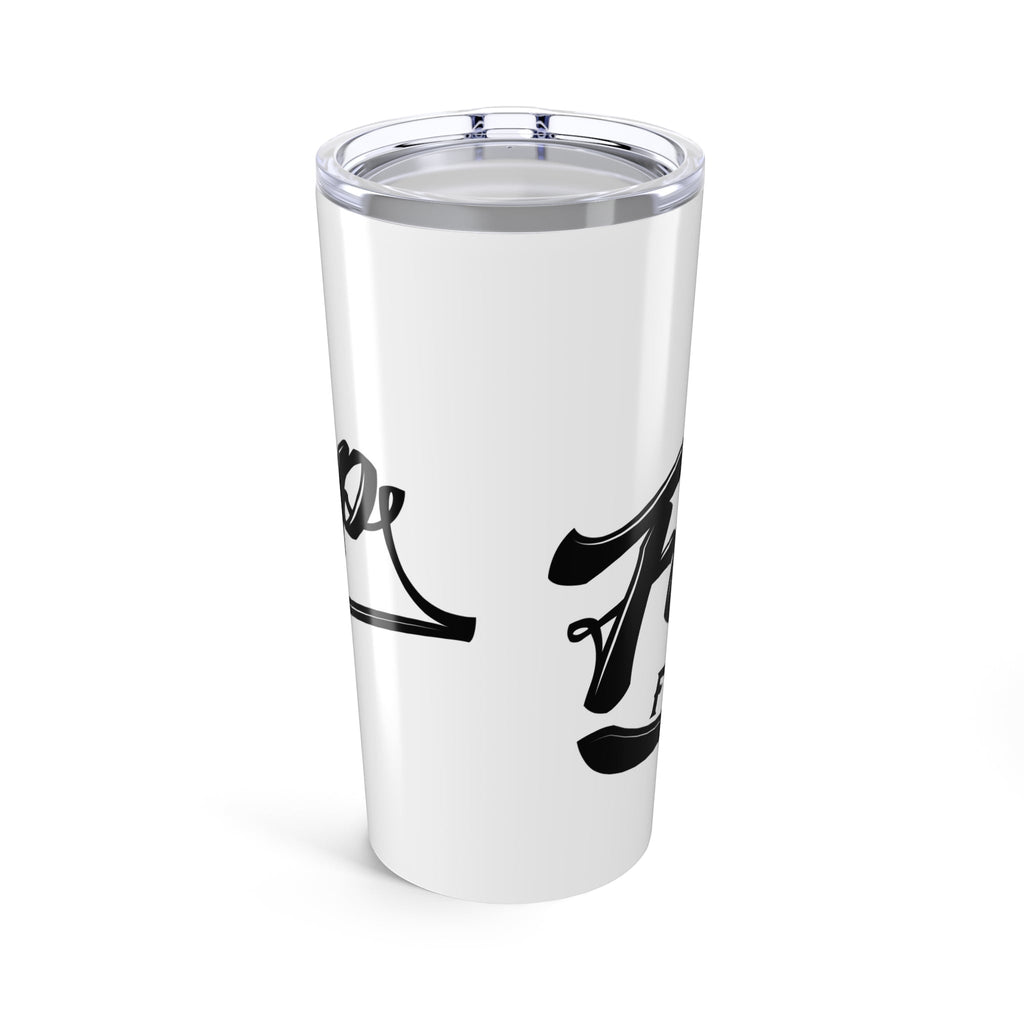 Flip Flop Firefighter 20oz white stainless steel vacuum insulated tumbler with black logo print and clear lid