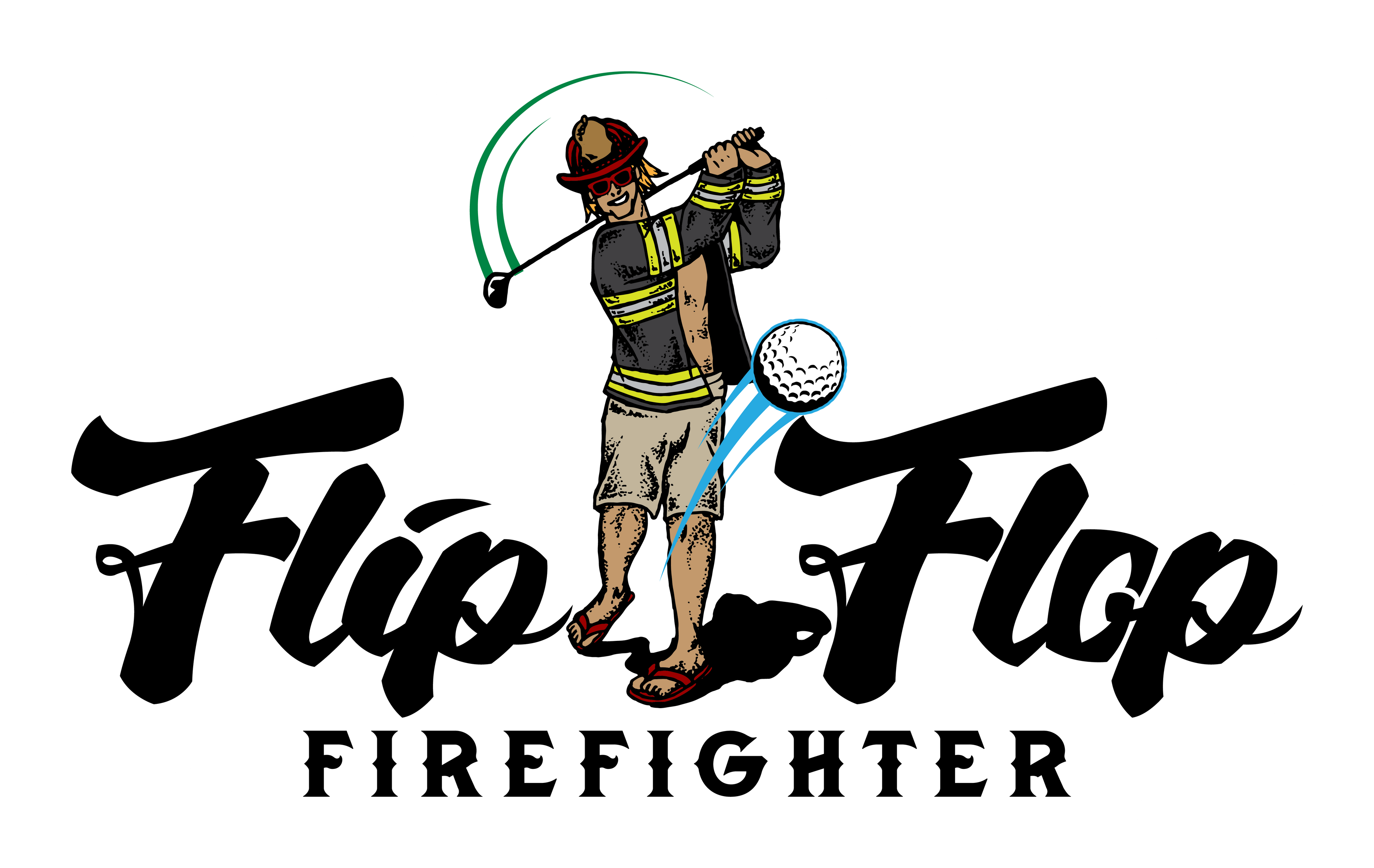 4” Flip Flop Firefighter Golfer Sticker